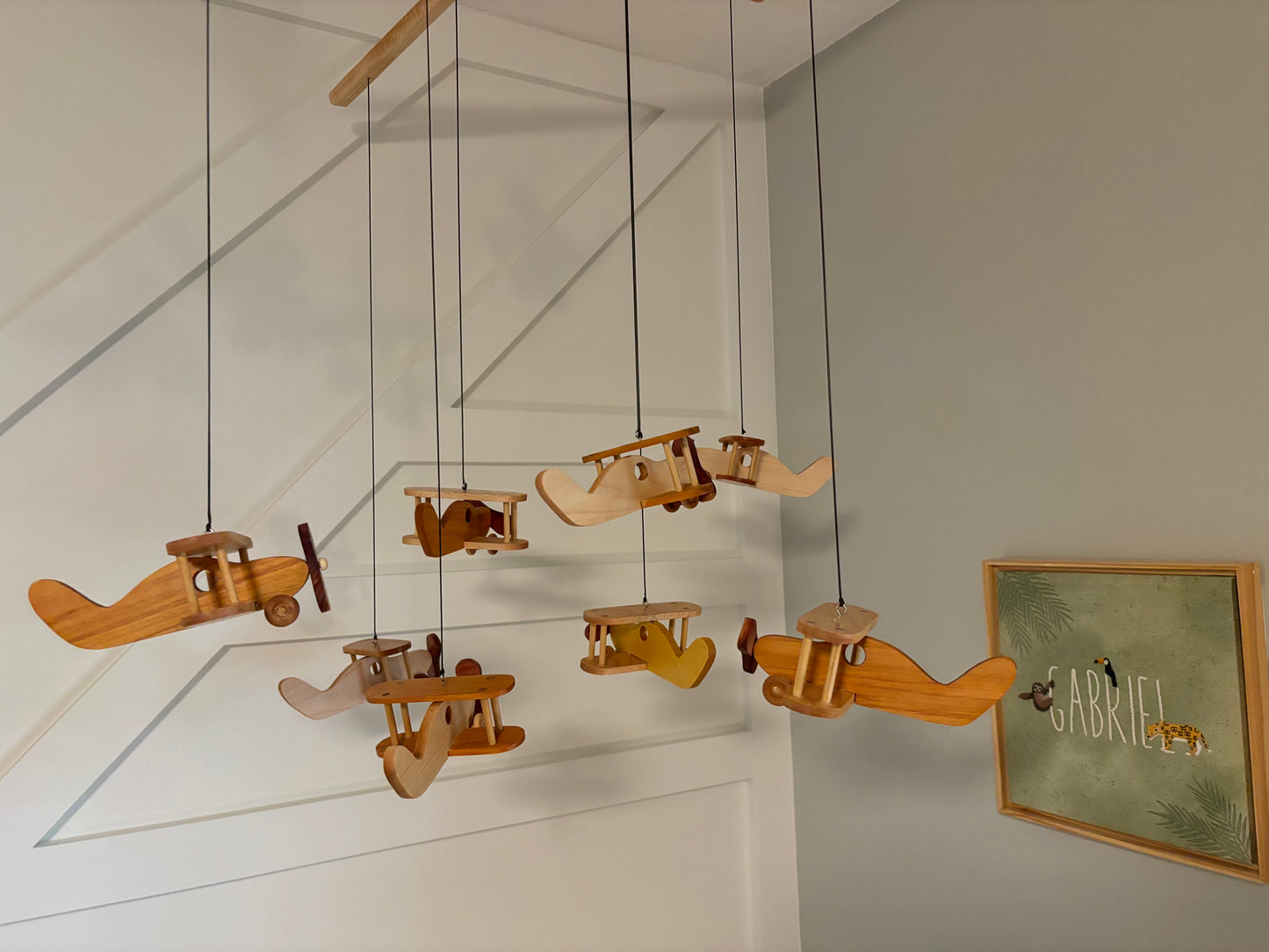 Handmade Wooden Airplane Mobile – Perfect for Kids’ Rooms