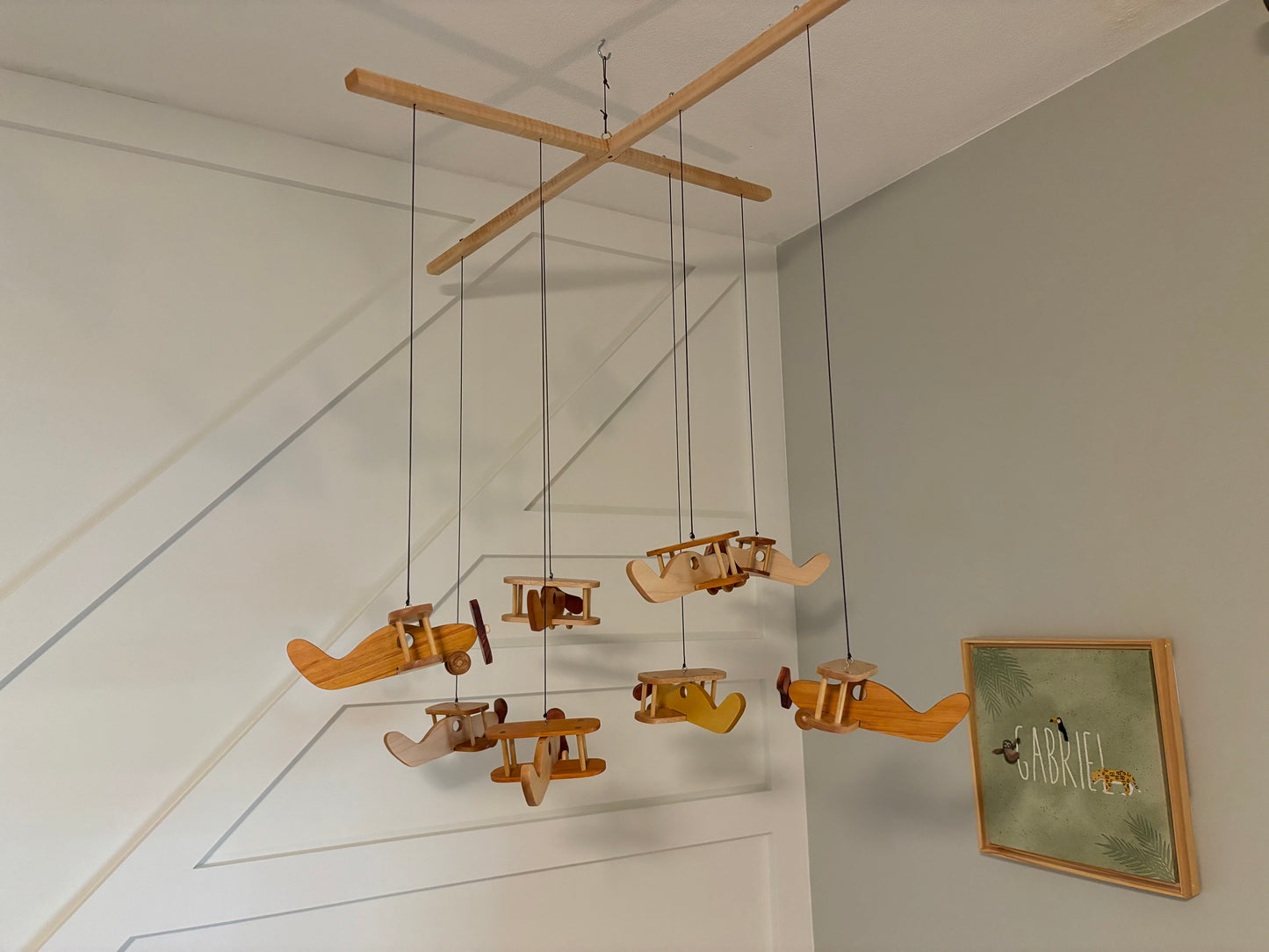 Handmade Wooden Airplane Mobile – Perfect for Kids’ Rooms