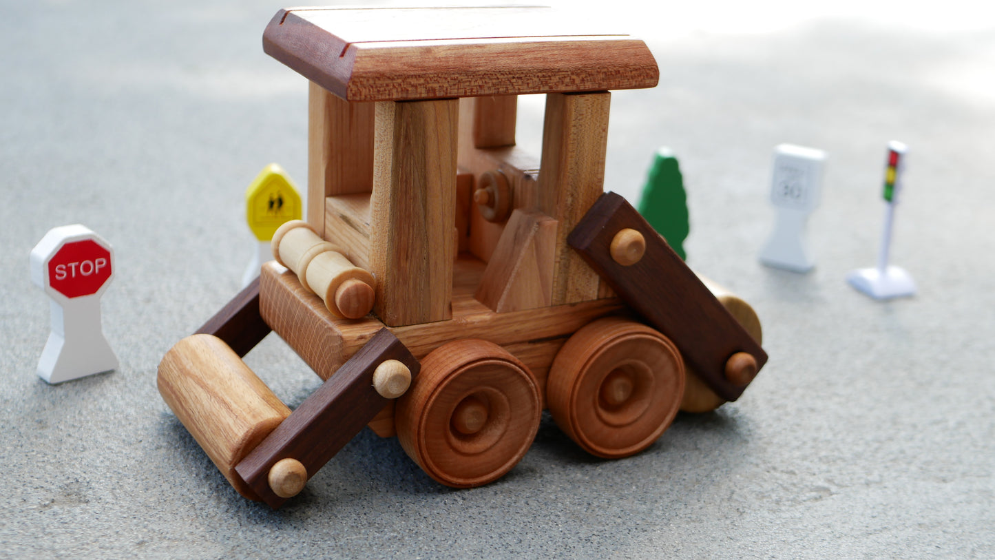 Wooden Asphalt Road Roller Truck toy