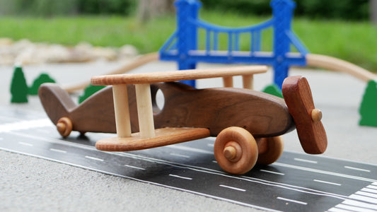 Walnut Wood Bi-Plane toy