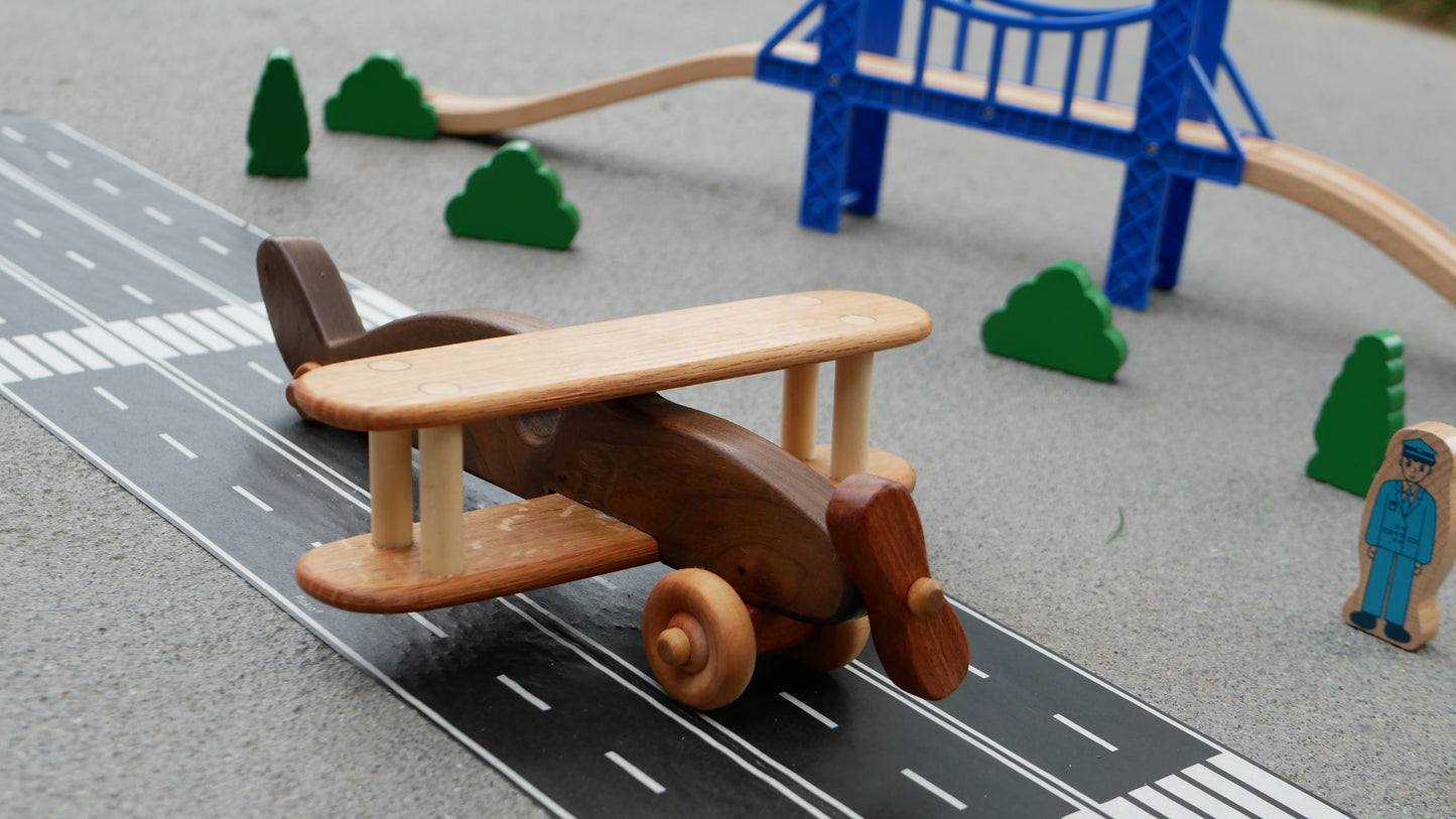 Walnut Wood Bi-Plane toy