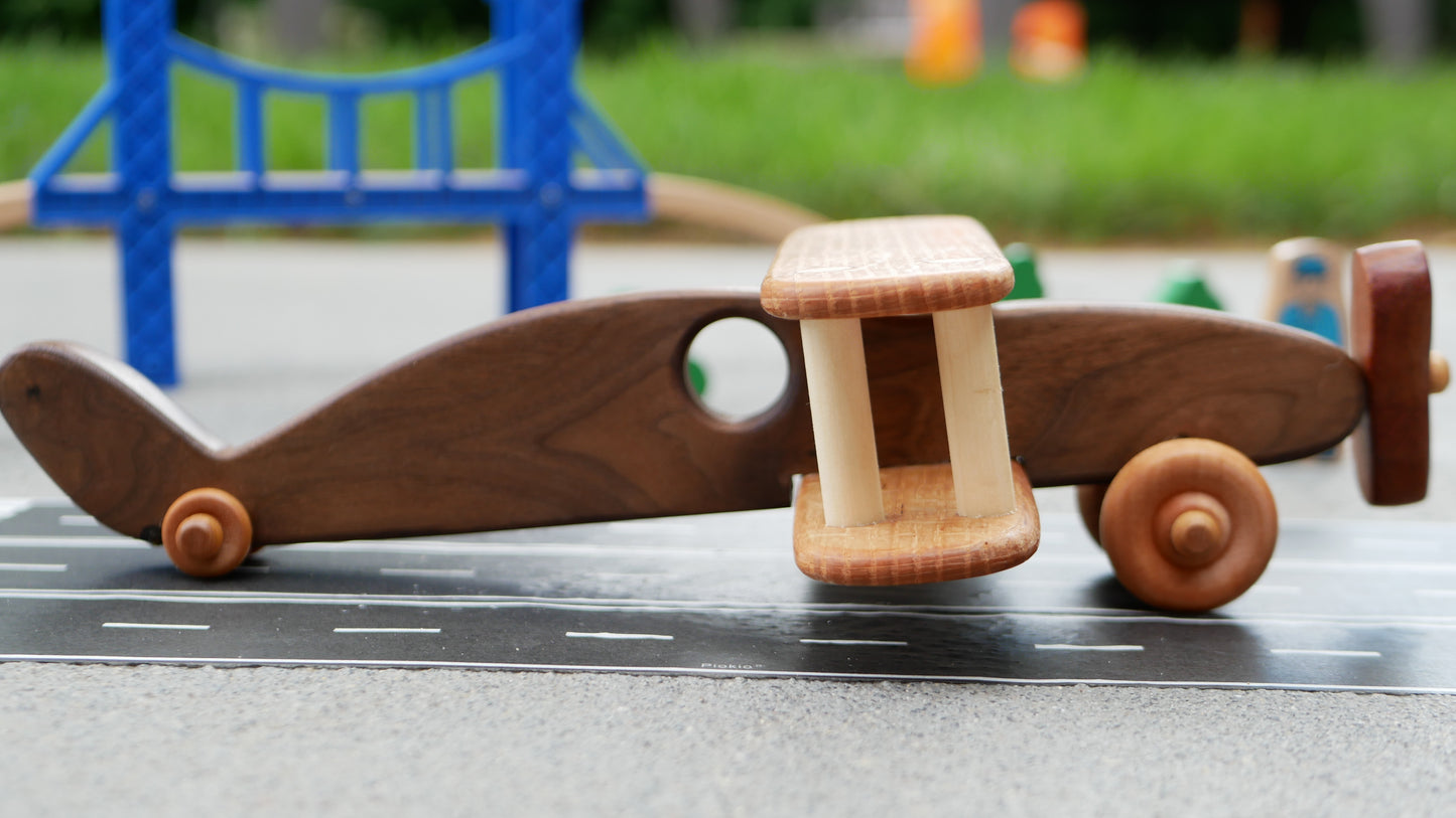 Walnut Wood Bi-Plane toy