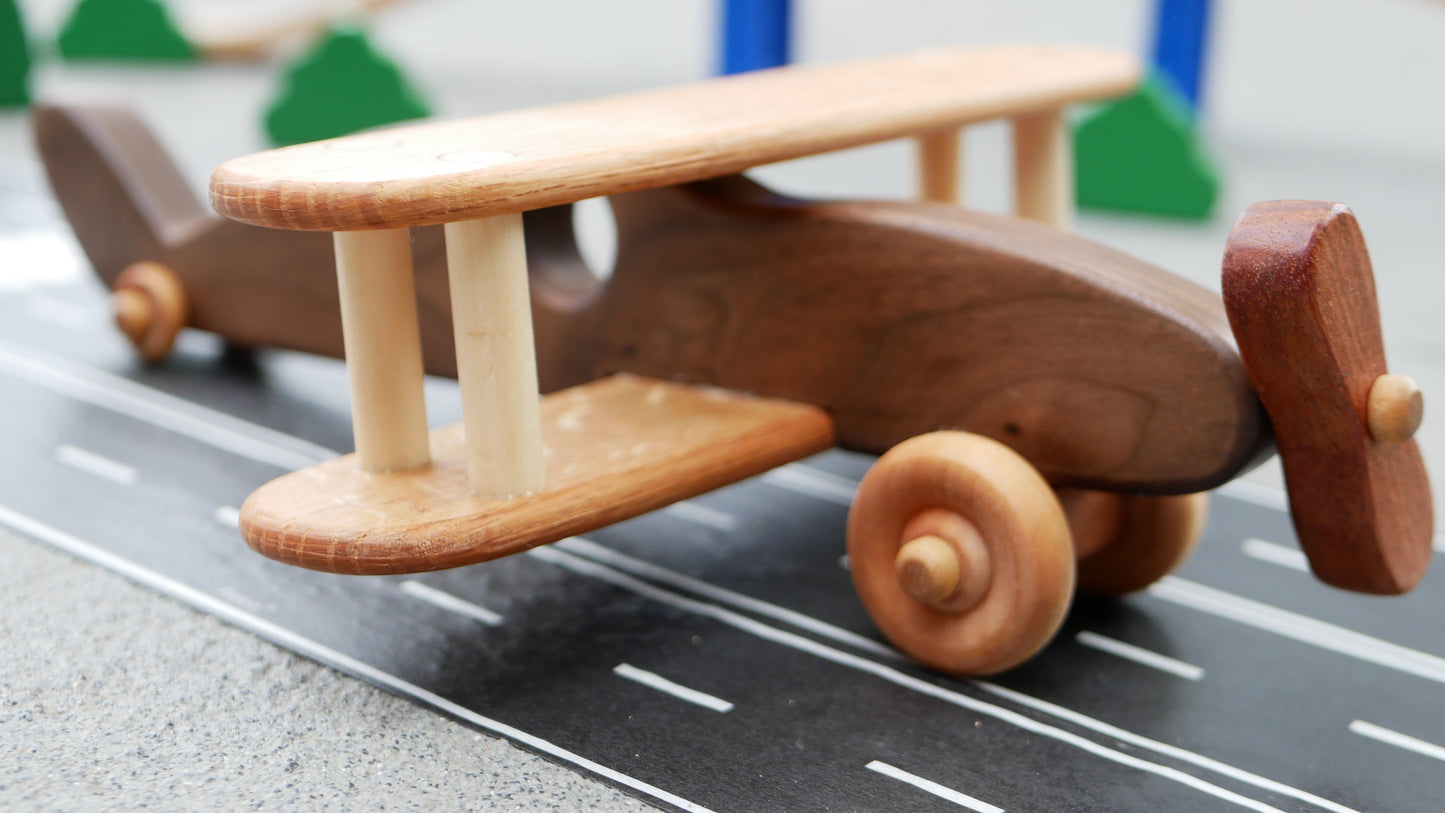 Walnut Wood Bi-Plane toy